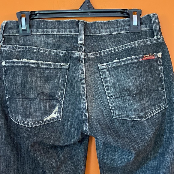 7for all mankind ladies jeans in size 27. Faded black distressed denim-Flare leg - Picture 4 of 12